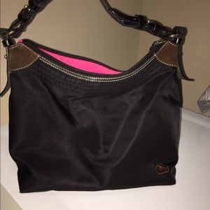 D&B canvas hobo, black w pink interior.